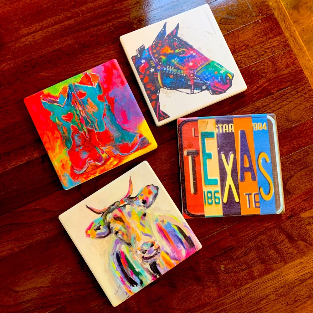 Texas Western Themed Ceramic Coasters